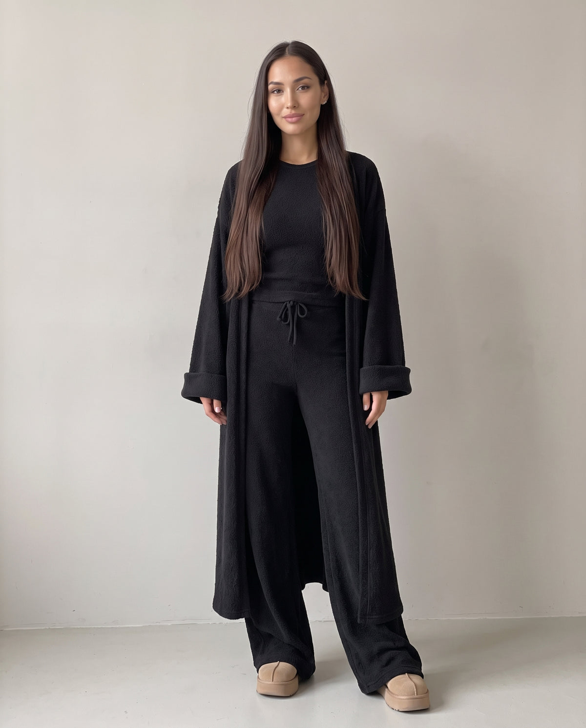 Set sa dugim kardiganom, crna, spreda