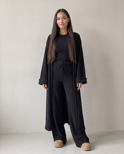 Set sa dugim kardiganom, crna, spreda