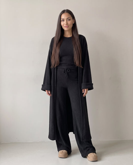 Set sa dugim kardiganom, crna, spreda